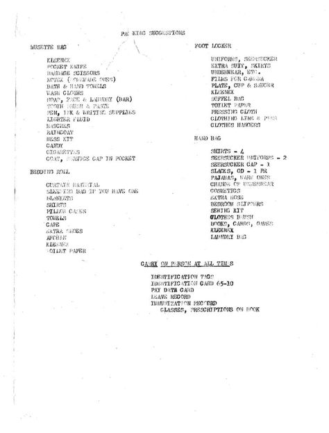 This WWII-era packing list for Army nurses was sent to me by reader Patricia Britton, whose mother, Laura Rodriguez, served from 1944 through 1946. Rod ... Peewee Cheer, Cheerleading Chants, Cheerleading Tips, Cheers And Chants, Donation Letter Template, Sideline Cheer, Youth Cheer, Cheer Routines, Cheerleading Coaching