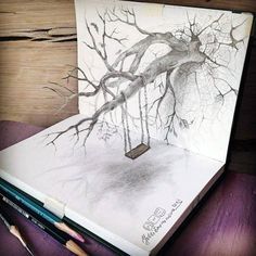 Artworks that come to live - 33 Of The Best 3D Pencil Drawings 3d Pencil Sketches, Drawings Techniques, Drawing Dragon, 3d Pencil Drawings, Illusion Drawings, Pencil Drawing Tutorials, Art Of Drawing, 3d Art Drawing, Drawings Tutorials