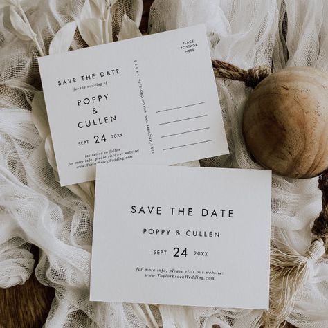 Chic Typography Horizontal Save the Date Postcard Simple Save The Date Postcard, Classic Save The Date, Save The Date Boho, Save The Date Minimalist, Save The Date Modern, Chic Typography, Rustic Save The Date, Rustic Wedding Save The Dates, Wedding Announcement Cards