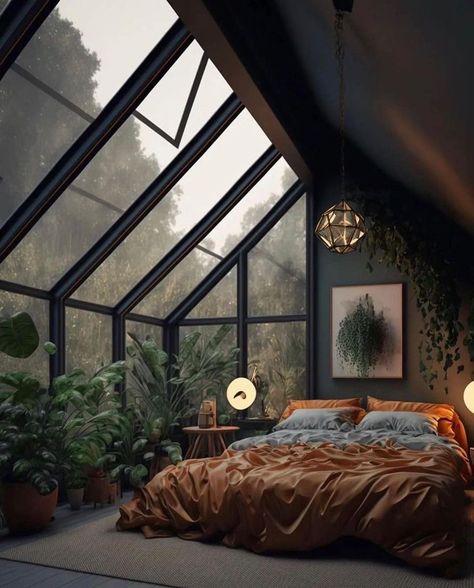 Cozy bedroom Dark Tropical Bedroom, Landscaping Bushes, Styling Countertops, Dark Minimalist Bedroom, Moody House, Antique Recipes, Enchanted Bedroom, Small Outdoor Kitchen Design, Cozy Maximalism