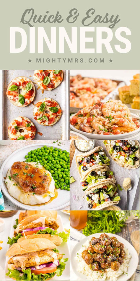 100 Quick Dinner Ideas Easy Single Mom Dinners, Recipes For Quick Dinner, Easy Simple Dinner Recipes Healthy, Dinner Prep For The Week Families, Easy 2 Person Meals, Make Ahead Dinners For The Week, Dinner Meals For Two, Easy Clean Dinners, Easy Friday Night Dinner Ideas