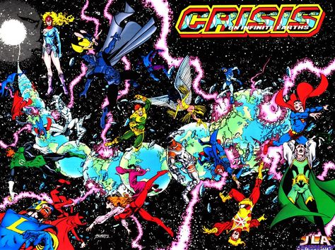 Crisis on Infinite Earths #1 Full Cover Crisis On Infinite Earths, Dc Comics Wallpaper, George Perez, Univers Dc, Classic Comics, Dc Comic, Comic Book Covers, Fun Comics, Comic Covers