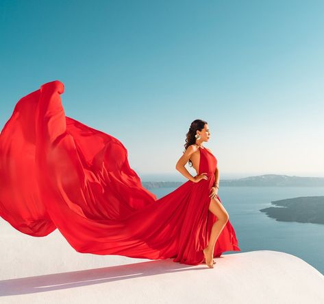 Flying Dress Rental | Photoshoot 2 Dress Photography Poses, Flowy Dress Photography, Santorini Flying Dress, Flying Dress Photoshoot, Santorini Dress, Santorini Photographer, Beach Goddess, Flow Dress, Flying Dress