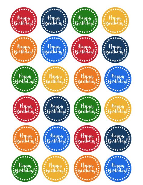 Happy Birthday cupcake toppers free printable. Colorful happy birthday cupcake toppers in rainbow colors for a cute birthday party without a… Printable Cupcake Toppers Birthday, Cupcake Toppers Free Printable, Printable Cake Toppers, Happy Birthday Stickers, Cupcake Toppers Template, Paper Trail Design, Cupcake Toppers Free, Happy Birthday Cupcake, 30th Birthday Cake Topper