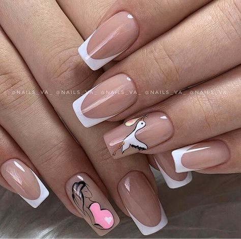 Nail Art Baby Shower Ideas, Pregnancy Nails Designs, Baby Nails Design Pregnancy, Gender Reveal Nails Ideas Simple, Baby Shower Nail Ideas, Nails Baby Shower, Maternity Nails, Baby Nail Art, Shower Nails