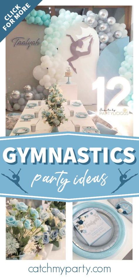 Take a look at this wonderful gymnastics-themed birthday party! The dessert table is fab!See more party ideas and share yours at CatchMyParty.com Gymnastic Party Decorations, Gymnastic Party, Gymnastic Themed Birthday Party, Gymnastic Birthday Party Ideas, Gymnastics Birthday Party Ideas, Gymnastics Party Ideas, Gymnastics Birthday Party, Gymnastics Theme Birthday, Gymnastics Birthday Party Decorations