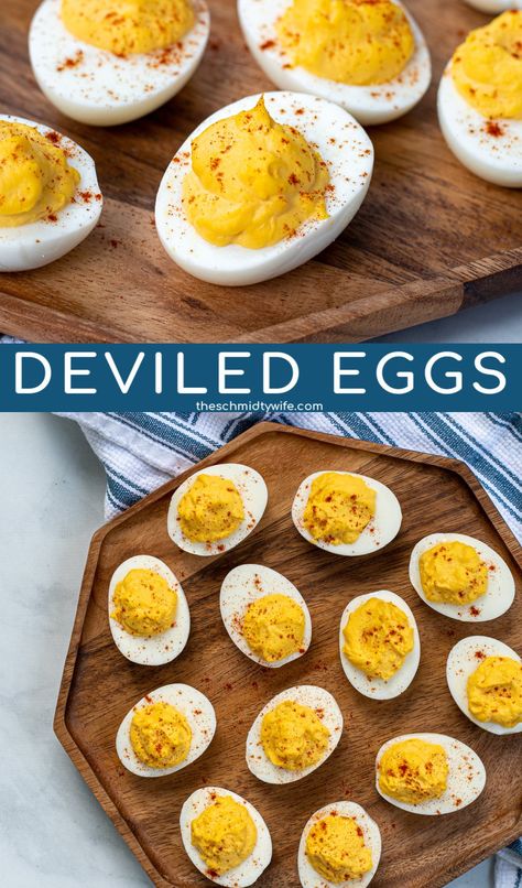 A basic recipe for Easy Deviled Eggs. Just 6 simple ingredients makes this crowd favorite snack or appetizer. Plus instructions to make your hard boiled eggs in the pressure cooker or on the stovetop! Best Deviled Eggs Recipe, Easy Deviled Eggs, Devilled Eggs Recipe Best, Egg Snacks, Deviled Eggs Recipe Classic, Making Hard Boiled Eggs, Deviled Eggs Easy, Deviled Eggs Classic, Deviled Eggs Recipe