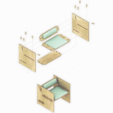 Flat Pack Chair, Simple Chair Design, Plywood Lounge Chair, Minimal Chair, Quirky Furniture, Simple Chair, Plywood Design, Cnc Furniture, Plywood Chair