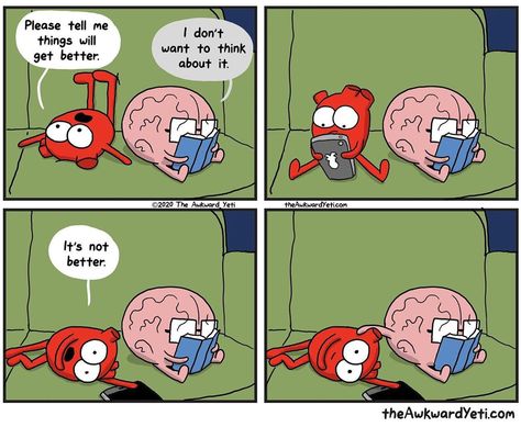 Heart Or Brain, Awkward Yeti Comics, Brain Vs Heart, Heart And Brain Comic, Heart Vs Brain, Awkward Yeti, The Awkward Yeti, Focus On Jesus, Heart And Brain