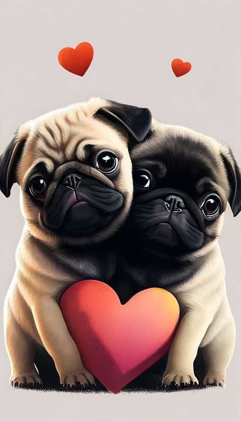 Pug Wallpaper, Pug Cartoon, Pet Pug, Baby Pugs, Pug Pictures, Pug Art, Pug Dogs, Puppy Art, Pug Puppies