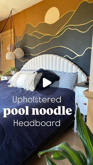 BETHANY JOY SY |diy•renovation•parenting| on Instagram: "Ever thought about upholstering pool noodles? They’re perfect for this headboard project, and I love how it turned out! Process is saved in my highlights, and a step-by-step tutorial is coming soon to RealityDaydream.com!!" Head Boards Diy Upholstered, Recycled Headboard Ideas, Diy Headboard Makeover, Pool Noodle Headboard Diy, Diy Pool Noodle Headboard, Pool Noodle Headboard Ideas, Pillow Headboard Diy, Pool Noodle Headboard, Noodle Headboard