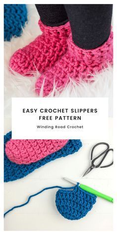 How to Crochet Slipper Socks in an Hour or Less - Winding Road Crochet Crochet Slippers Free, Crochet Slippers Adult Free Pattern, Slippers Free Pattern, Easy Crochet Socks, Easy Crochet Slippers, Slipper Pattern, Crochet Slipper, Crochet Socks Pattern, Crochet Slippers Free Pattern