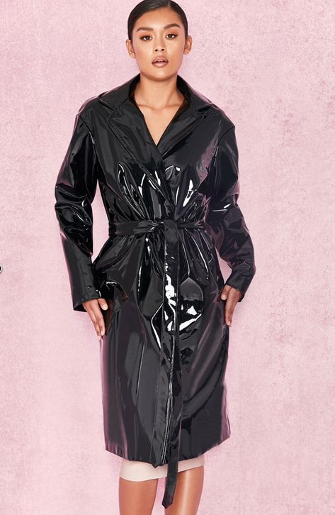 Patent Trench Coats, Mac Raincoat, Spy Girl, Rain Mac, Raincoat Outfit, Vinyl Fashion, Rainwear Fashion, Vinyl Raincoat, Vinyl Plastic