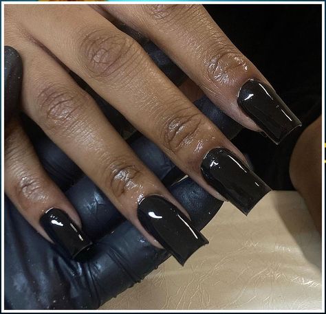 Black Nail Design - Discover thousands of brands and amazing products, all designed for the modern shopper like YOU. Check It Out Now! All Black French Tip Nails, Black Square Acrylic Nails Short, Black Shirt Square Nails, Short Nails Fall 2022, Black Square Short Nails, Black Acrylic Overlay Nails, Black Nails Acrylic Squares, Black Manicure Short Square, Tapered Square Black Nails