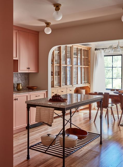 Ballard Tudor — Lisa Staton Design Pink Kitchen White Cabinets, Open Concept Bathroom, Antique Storage, Random Inspiration, Classic Kitchens, Pink Kitchen, Green Kitchen, Green Grey, White Kitchen