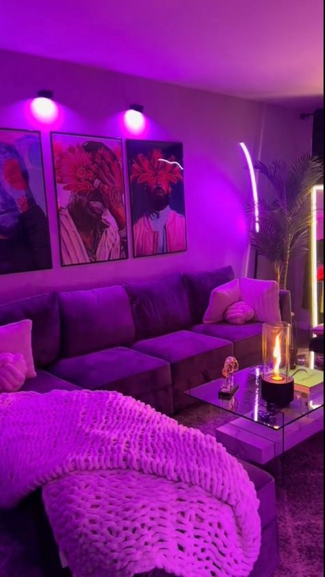 Living Room Vibes Aesthetic, Baddie Room Decor Ideas, Apartment Living Room Ideas For Couples, Y2k Apartment Living Room, Led Living Room Aesthetic, Neon Sign Room Aesthetic, Different Apartment Aesthetics, Y2k Apartment Aesthetic, Vibey Apartment Living Room Aesthetic