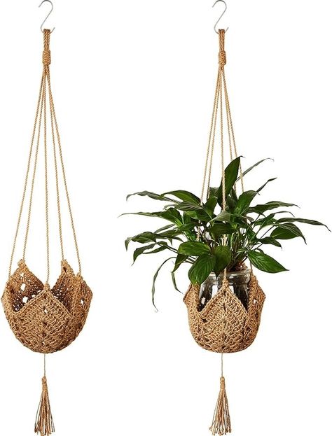 Amazon.com: Shappy 2 Packs Macrame Plant Hangers Jute Crochet Plant Indoor Boho Hanger Large Hanging Wall Plants with 2 S Shaped Hooks for Outdoor Home Decorations Fence Planters Plant Flower Pots : Patio, Lawn & Garden Wall Plants, Indoor Plant Hangers, Fence Planters, Jute Hanging, Plant Indoor, Wall Hanging Basket, Hanging Flower Pots, Crochet Plant, Plant Hangers