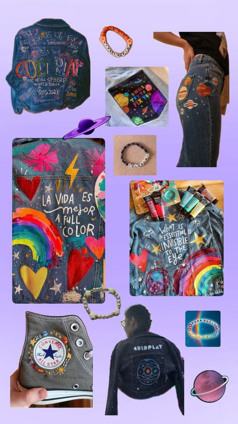 Coldplay Outfit, Coldplay Concert Outfit, Avengers Nails, Consert Outfits, Coldplay Concert, Festival Aesthetic, Tshirt Painting, Concert Aesthetic, Concert Fits