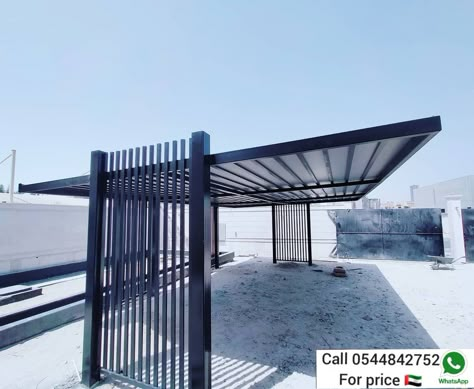 Car Pergola Modern, Car Pergola, Pergola Design Ideas, Car Porch Design, Car Porch, Pergola Carport, Steel Pergola, Outdoor Walkway, Balcony Grill Design