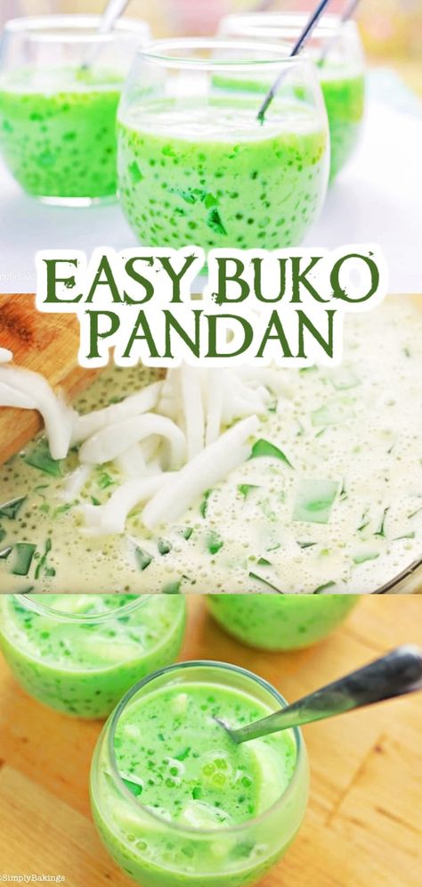 Buko Pandan Recipe, Pandan Recipe, Pandan Dessert, Dessert With Coconut, Biko Recipe, Tapioca Dessert, Coconut Tapioca, Buko Pandan, Anniversary Food