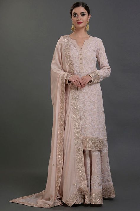 Product Zoom Lucknowi Chikankari Suits Party Wear, Chikankari Sharara Suit, Lucknowi Chikankari Suits, Qawali Night, Party Wear Salwar Kameez, Embroidered Sharara, Sharara Designs, Chikankari Suits, Designer Brands Fashion