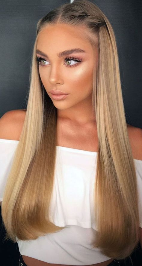 Long Straight Hair For Wedding, Long Straight Hairstyles For Prom, Straight Hair Down Hairstyles, Homecoming Hair Straight, Bride Straight Hair, Bride Hairstyles Straight Hair, Prom Straight Hair, Straight Hair Bridesmaid Hairstyles, Straight Hair For Wedding