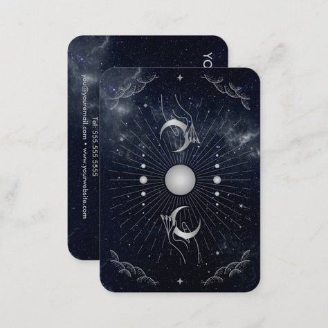 Hands with Moons Cosmos Astrology Tarot Business Card Astrology Business Card, Tarot Business Cards, Milky Way Background, Tarot Business, Visit Card, Spiritual Business, School Supplies Shopping, Astrology Tarot, Hands Holding