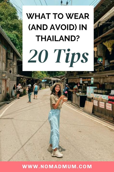 Not sure how to dress for Thailand’s intense heat and cultural etiquette? Discover the essentials—from airy fabrics to must-have shoes—so you’re prepared for any adventure! #ThailandGuide #TravelPacking #SummerOutfits #AsiaTravel #ExploreThailand Travelling Thailand Outfits, Bangkok Ootd Travel Outfits, Thailand Wardrobe Outfit Ideas, What To Pack For Phuket, Thai Vacation Outfits, Honeymoon Outfits Thailand, Phuket Outfits Style, What To Wear In Phuket Thailand, Travel Outfit Thailand