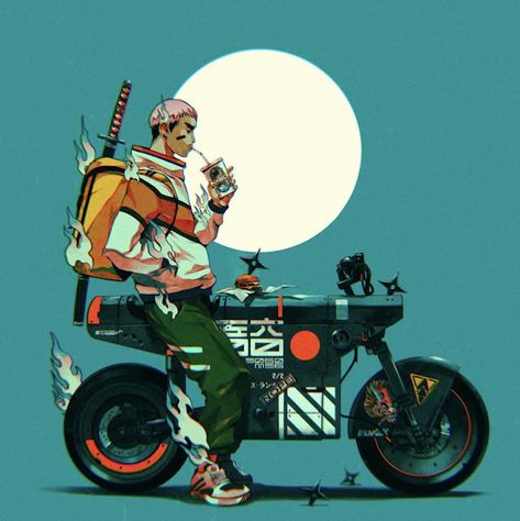 LE CONTAINER: ...ulf Jor Ros, Art Cyberpunk, Motorcycle Illustration, Futuristic Motorcycle, Arte Cyberpunk, Illustration Art Drawing, Motorcycle Art, Motorcycle Design, Dope Art