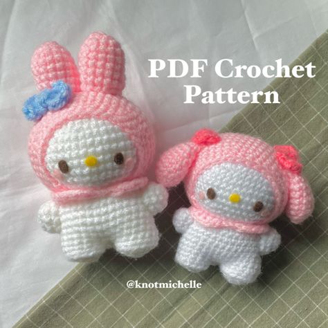 [PDF Pattern] Low-Sew Bunny - knotmichelle's Ko-fi Shop - Ko-fi ❤️ Where creators get support from fans through donations, memberships, shop sales and more! The original 'Buy Me a Coffee' Page. Crochet Hello Kitty, Hello Kitty Crochet, Hello Kitty Keychain, Easy Crochet Animals, Confection Au Crochet, Pola Amigurumi, Crochet Design Pattern, Kawaii Crochet, Crochet Simple