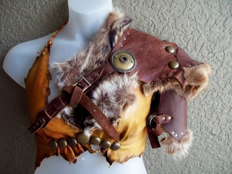 Forsworn Shoulder Armor - Archaic Leatherworks Viking Core Aesthetic, Larp Leather Armor, Viking Shoulder Armor, Fur Armor, Bear People, Amazon Costume, Leather Shoulder Armor, Shoulder Armour, Fusion Belly Dance