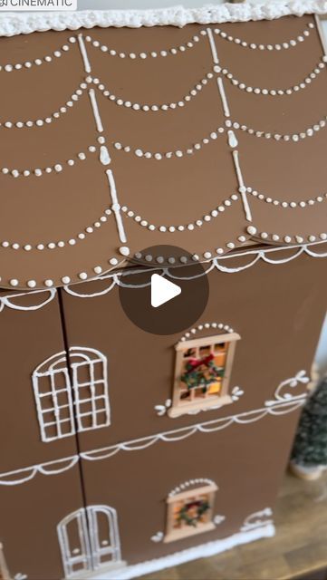 Abby Kulp  DIY | DESIGN on Instagram: "DIY Gingerbread Dollhouse 🥹 You can make the cutest Christmas gift this year using a cubical shelving unit and some creativity!!!!! Product links in my story highlights under DIY Gingerbread 🧡  #christmas #christmasdecor #dollhouse #dollhousefurniture #diygifts" Diy Gingerbread House Decor, Fake Gingerbread House Diy, Christmas Dollhouse Diy, Miniature Christmas House, Gingerbread Dollhouse, Gingerbread House Diy, Diy Gingerbread House, Gingerbread House Craft, Product Instagram