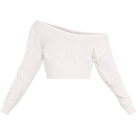 Adelaida Cream Knitted Off the Shoulder Crop (64 BRL) ❤ liked on Polyvore featuring tops, crop tops, shirts, crop, long sleeved, white long sleeve top, off the shoulder tops, long sleeve crop top, white shirt and off the shoulder long sleeve shirt White Cropped Sweater, White Off Shoulder Top, Cream Crop Top, Mode Kimono, Shirts Crop, White Off The Shoulder, Cream Shirt, Off Shoulder Shirt, White Long Sleeve Top