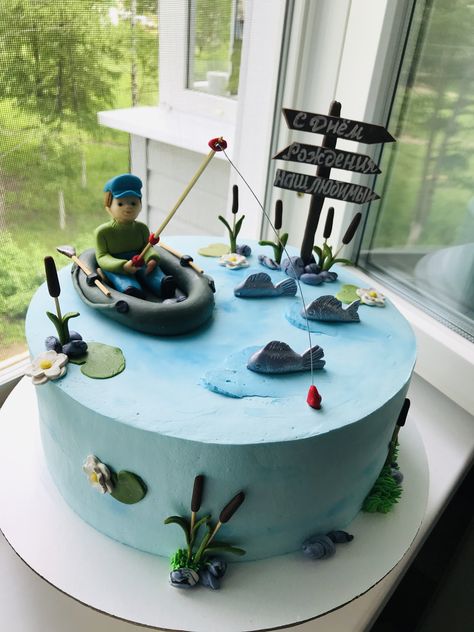 Fish Cake Birthday For Men, Fishing Birthday Cake For Men, Fisherman Cake, Fish Cake Birthday, Cake For Men, Pesca In Mare, Birthday Cakes For Men, Fishing Birthday, Cakes For Men