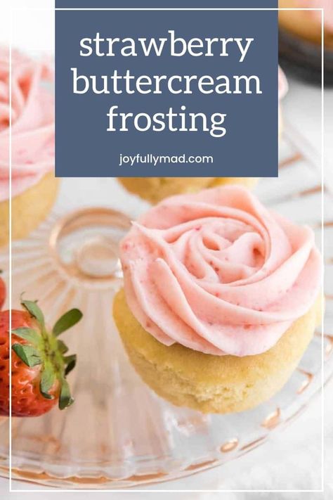 Frost cakes and cupcakes with easy Strawberry Buttercream Frosting! It's light, flavorful, fruity and, best of all, made with real berries. Strawberry Icing Recipe, Strawberry Frosting Recipes, Fruity Cupcakes, Moist Vanilla Cupcakes, Making A Cake, Strawberry Buttercream Frosting, Strawberry Icing, Strawberry Butter, Easy Frosting