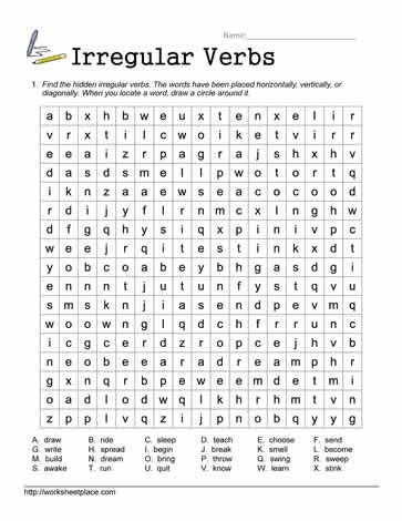 Irregular Verb Word Search Verb Word Search, Irregular Verbs Activities, Verbs For Kids, Simple Present, Verb Words, Irregular Past Tense Verbs, Unscramble Words, Verbs Activities, English For Beginners