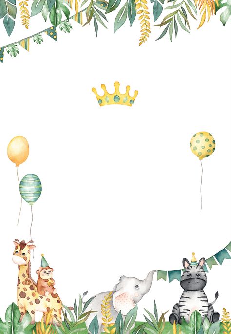 Safari Birthday Invitation Template, Safari Birthday Invitation, Jungle Theme Birthday Party, Safari Invitations, 1st Birthday Invitation Template, Safari Animals Birthday, Animal Birthday Invitation, Baby Birthday Invitations, Jungle Theme Birthday