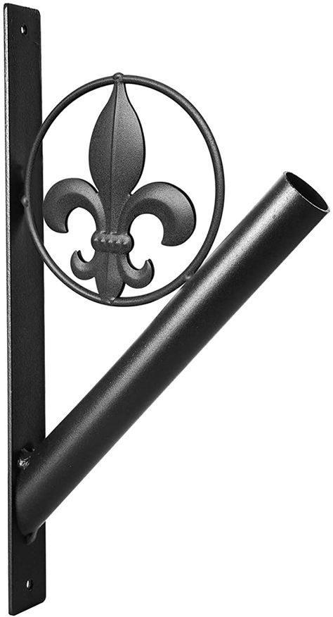 Amazon.com : Flag Pole Holder – Fleur de Lis Rustic Iron Bracket Mount Outdoor Wall Décor for House, Metal Decorative Mounted Holders for Poles, Flags, and Banner for Outside Porch, 1-1/8” Inner Diameter : Patio, Lawn & Garden Diy Flag, Flag Pole Holder, Iron Brackets, Flag Wall, House Flag, Outdoor Wall Decor, Flag Pole, House Flags, Wall D