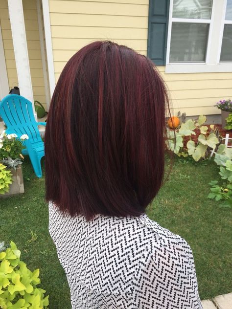 Fall Hair. Mahogany violet red Hair by Amy Mahogany Red Hair, Hair Color Mahogany, Mahogany Hair, Dark Red Hair, Winter Hair Color, Haircut And Color, Hair Color And Cut, Short Hairstyle, Red Hair Color