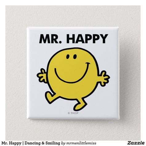 Mr. Happy | Dancing & Smiling Pinback Button Mr Happy, Happy Dancing, Make Buttons, Happy Dance, How To Make Buttons, Anniversary Quotes, Pinback Button, Vintage Button, New Years Resolution