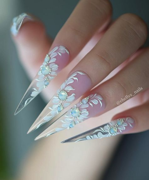 Crystal Placement, Wedding Day Nails, Bridal Nails Designs, Stiletto Nails Designs, Wedding Nails For Bride, Nail Art Wedding, Bride Nails, Bridal Nails, Bling Nails