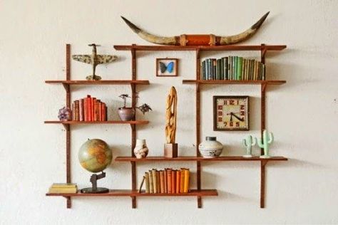 Mid Century Kitchen Shelves, Mid Century Wall Mounted Shelves, Mid Century Modular Shelving, Diy Mid Century Shelves, Mid Century Modern Wall Shelves, Mid Century Wall Shelf, 70s Shelves, Mcm Shelves, Mcm Shelving