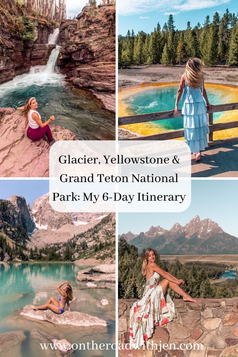 Yellowstone And Glacier National Park Itinerary, Yellowstone To Glacier Road Trips, Yellowstone Honeymoon, Yellowstone In May, Yellowstone National Park Outfits, Glacier National Park Itinerary, Wyoming Trip, Visiting Glacier National Park, Glacier National Park Trip