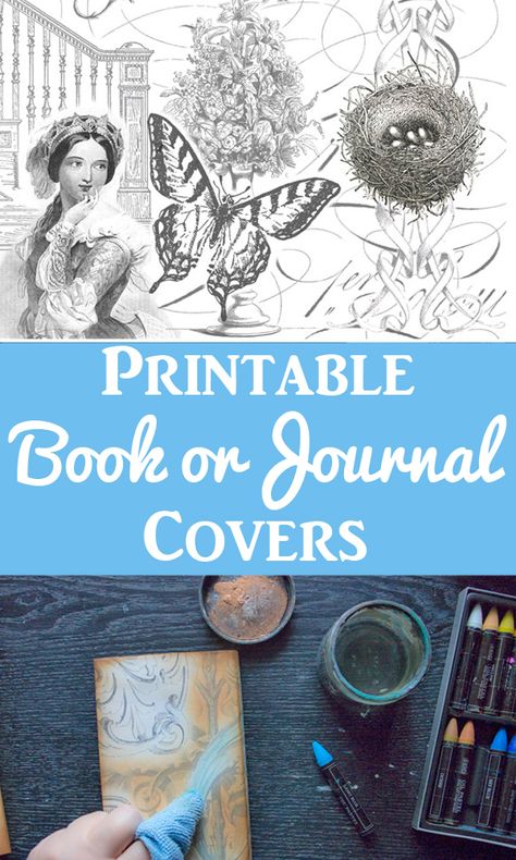 Make Vintage Book or Journal Covers! These are 3 fun Free Printable DIY Craft Projects by Thicketworks for The Graphics Fairy! Great to use on Art Journals. #ArtJournaling #FreePrintables #JunkJournals #Ephemera Romantic Book Covers, Printable Book Covers, Diy Vintage Books, Printable Diy Crafts, Notebook Writing, Handmade Journals Diy, Vintage Diary, Art Journal Cover, Diary Journal