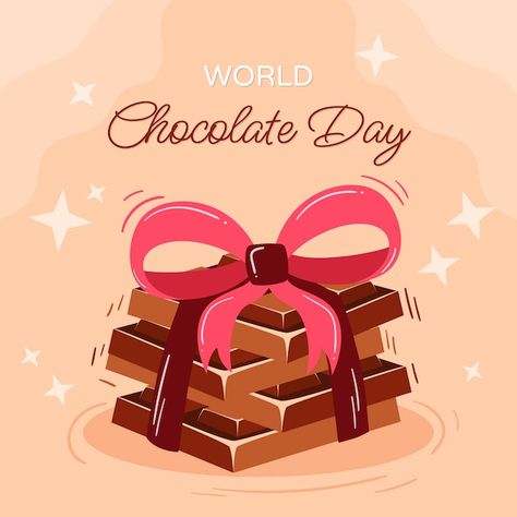 Free vector flat world chocolate day ill... | Free Vector #Freepik #freevector #chocolate-day #chocolate-illustration #chocolate-design #cocoa Happy World Chocolate Day, Happy Chocolate Day Images, Chocolate Day Images, World Chocolate Day, Happy Chocolate Day, Flat World, Day Illustration, Cake Day, Chocolate Day