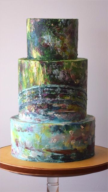 Claude Monet Birthday Party, Monet Themed Party, Monet Party Theme, Claude Monet Cake, Witchy Birthday Cake, Monet Inspired Cake, Artsy Cake, Painting On Cake, Impressionist Cake