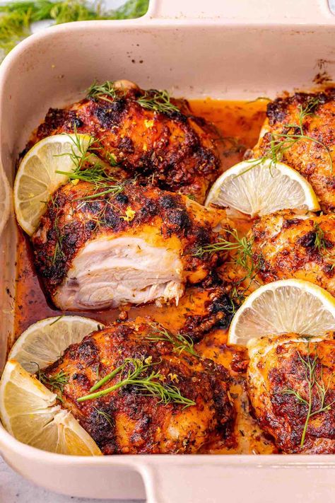 Chicken Thighs In Oven, Best Chicken Thigh Recipe, Healthy Chicken Thigh Recipes, Chicken Thigh Recipe, Crispy Baked Chicken Thighs, Low Carb Life, Oven Baked Chicken Thighs, Chicken Breast Crockpot Recipes, Juicy Baked Chicken