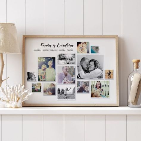 Personalised Family Is Everything Photo Collage Family Photoframe Idea, Frames For Family Photos, Family Wall Portrait Ideas, Ideas For Photo Collage, Photos Collage Ideas Gift, Unique Collage Ideas, Family Frame Ideas, Wedding Photo Print Ideas, Family Photo Frames On The Wall