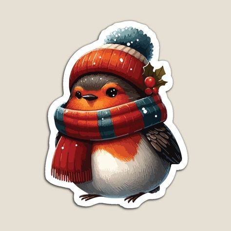 Get my art printed on awesome products. Support me at Redbubble #RBandME: https://www.redbubble.com/i/magnet/Watercolor-Robin-bird-wearing-woolen-hat-and-scarf-by-Ichi-100/166451702.TBCTK?asc=u Watercolor Robin, Woolen Hat, Robin Bird, Hat And Scarf, Awesome Products, Magnets, The 100, Hats, For Sale