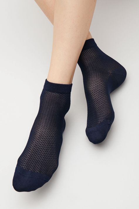 COS image 2 of Structured mesh socks in Navy Mesh Socks, Sock Outfits, Trim Fit, Crew Sock, Roll Top, Sock Shop, Ankle Socks, Black Fits, Dance Costumes